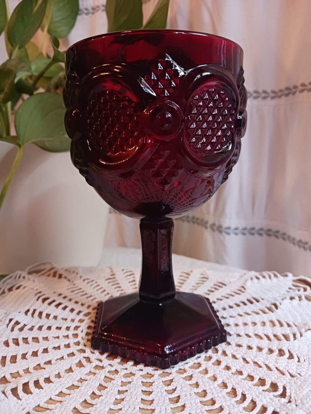 Vintage Cape Cod Avon Goblet Ruby Red EUC Classic Ornate